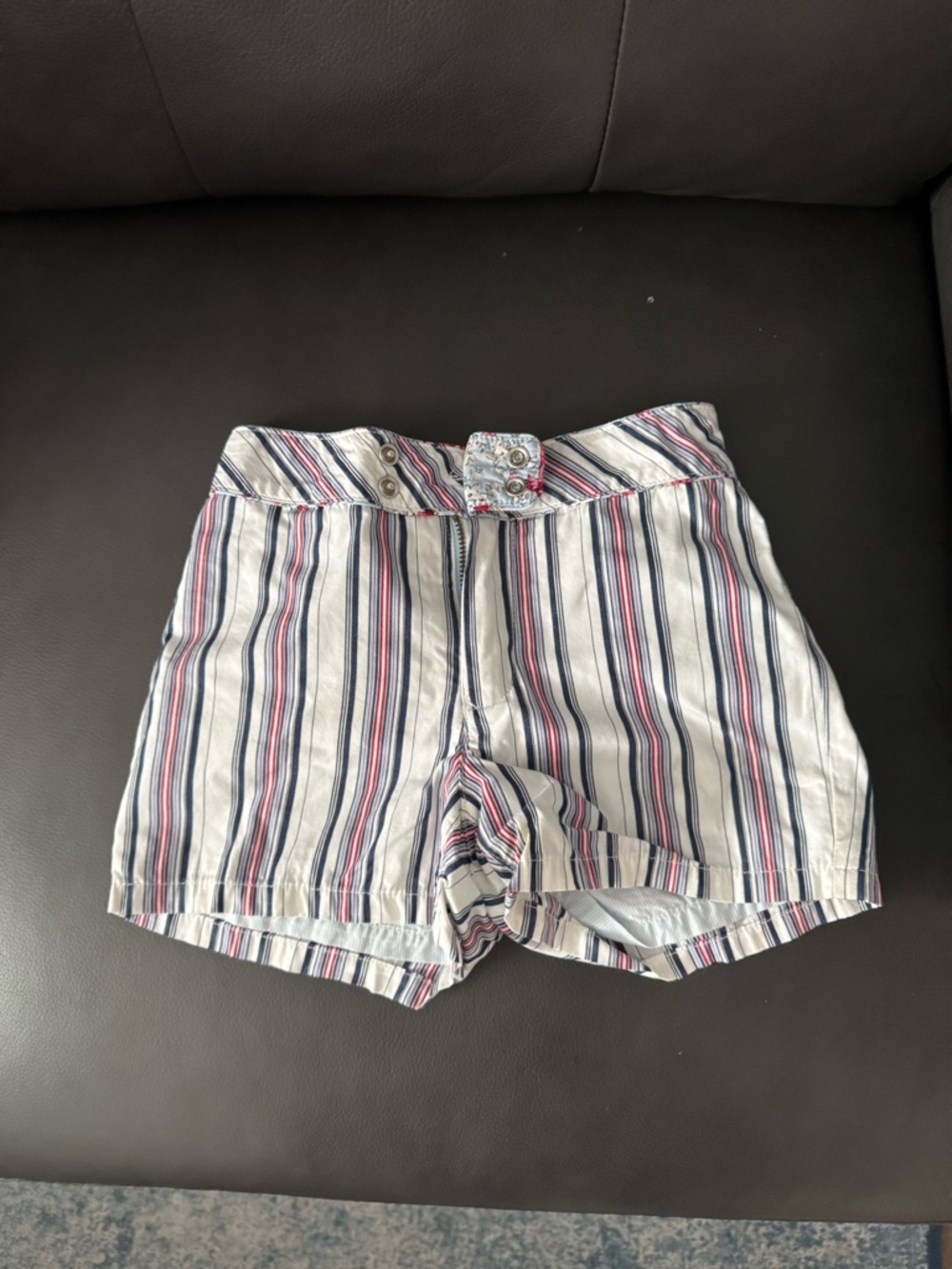 Tommy Hilfiger White Shorts with Navy & Red Stripes Size 6 EUC